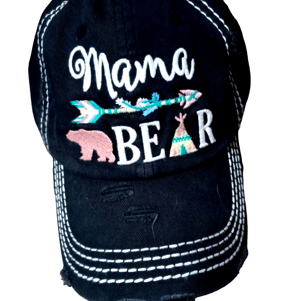 KBETHOS Vintage Mama Bear black woman's cap, hook and loop.